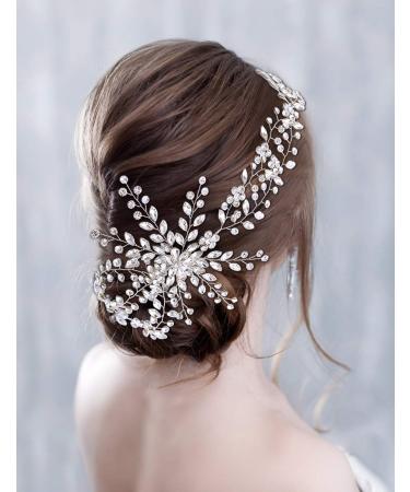 ZHENM Rhinestone Wedding Headband Bridal Hair Vine Wedding Headpieces for Bride