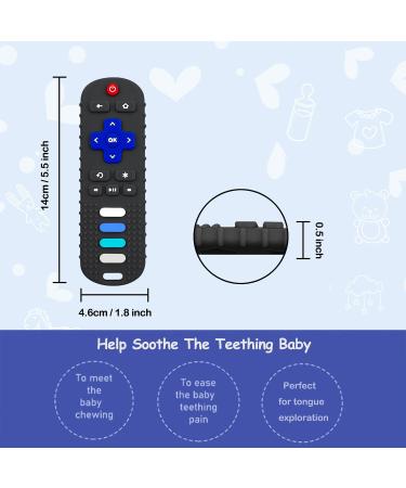RC Teether - Silicone Baby Teething Toy for Babies 3-18 Months | TV Remote Control Shape | BPA-Free & Freezer Safe | Sensory Toy for Boys and Girls - Roku Black - Buy Online on GoSupps.com