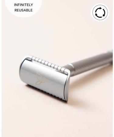 Noya Razor Plane - Metal Razor in Silver for Skin-Friendly Zero Waste Shave | Unisex Face & Body Care | Includes 5 Blades - Buy Online on GoSupps.com