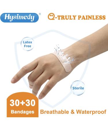 Hysimedy Silicone Bandages for Sensitive Skin - Pain-Free Bandaids for Kids and Elderly - Hypoallergenic Flexible Fabric - 0.75''x3'' (60 Counts) - Buy Online on GoSupps.com