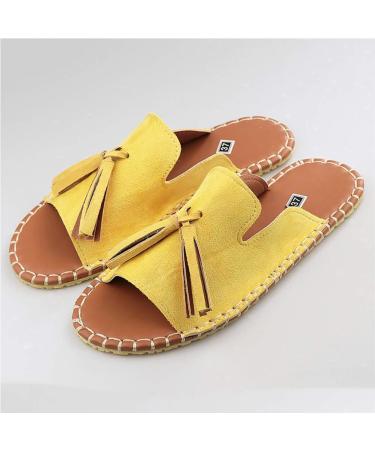 Creev Women's Flat Sole Tassel Slip-On Sandals | Summer Beach Bohemian Casual Open Toe Flip-Flops | Size 36-42 EU - Buy Online on GoSupps.com