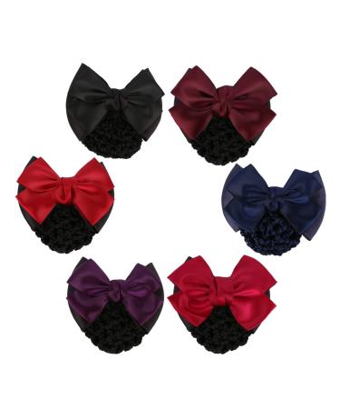 Driew Snoods for Women Hair  6 pcs Hair Net with Bow Hair Snoods for Women
