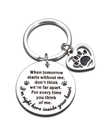 Pet Memorial Gifts, Dog Cat Remembrance Keychain, Loss of Dog Cat Sympathy Gifts Silver