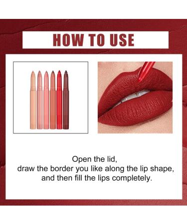 6pcs Lipstick Pencils Lip Liner Waterproof Practical Lip Pencils for Various Occasions - Buy Online on GoSupps.com