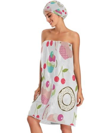 Buy Spa Towel Wrap for Women - Set of 3 Cute Cartoon Cake Cherry Fast Dry Adjustable Closure - Perfect for Spa Days - Buy Online on GoSupps.com