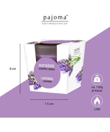 Pajoma Lavender Scented Candle Set 4x120g 25-Hour Burn Time Premium Quality in Satin Glass | Ideal Gift Packaging - Buy Online on GoSupps.com