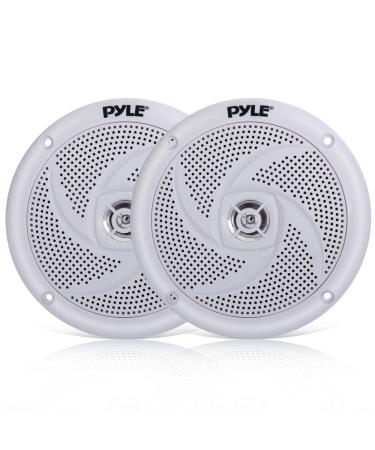 Pyle Marine Speakers - 5.25 Inch 2 Way Waterproof and Weather Resistant Outdoor Audio Stereo Sound System with 180 Watt Power and Low Profile Slim Style - 1 Pair - PLMRS5W (White)