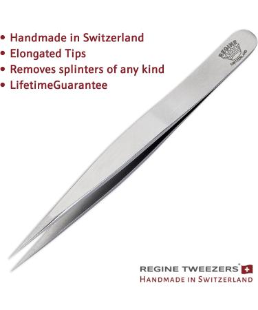 Regine Switzerland Handmade Precision Pointed Splinter Tweezer - Professional Stainless Steel Tweezers for Ingrown Hair & Glass Removal - Buy Online on GoSupps.com