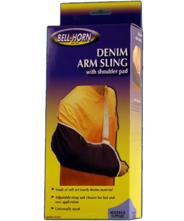 Denim Arm Sling in Blue/White with Shoulder Pad