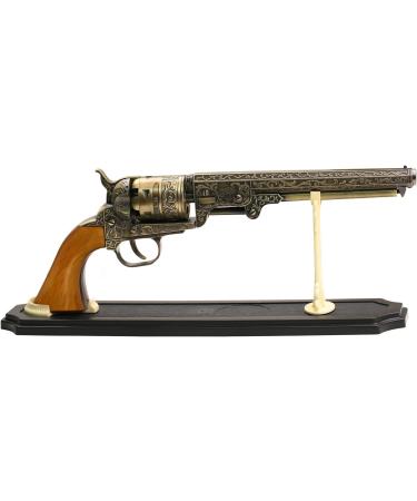BladesUSA Decorative Western Revolver with Display Stand - 13-inch Navy Revolver with Ornate Engravings - SMB-110 Collectible Cosplay - Buy Online on GoSupps.com