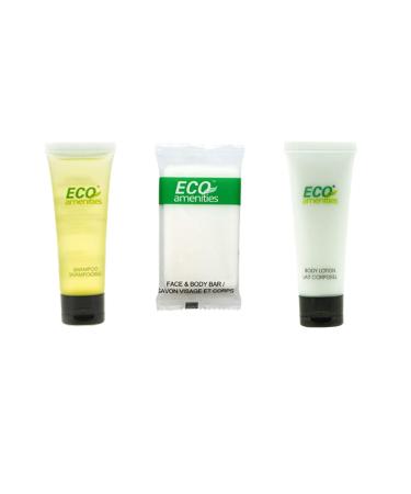 ECO amenities Shampoo and Conditioner 2 in 1 Body Lotion Travel Sized Hotel Soap Bars 150pcs in ONE Package Hotel Bathroom Guest Toiletries in Bulk 3 Count (Pack of 50)