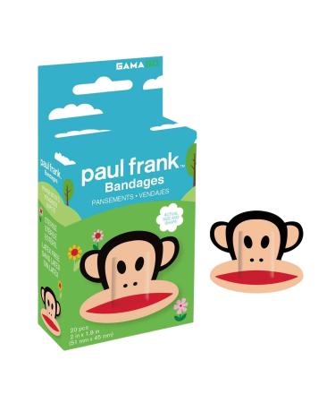 GAMAGO Paul Frank Julius Shaped Bandages Kids & Kidults - Set of 20 Individually Wrapped Self Adhesive Bandages - Sterile Latex-Free & Easily Removable - Funny Gift & First Aid Addition
