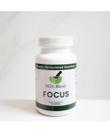 M.D. Blend Focus Nootropic Brain Supplement Boosts Concentration & Mental Clarity Supports Memory & Calm with Ginkgo Biloba & Ashwagandha Daily Health and Wellness 60 Gluten-Free Capsules - Buy Online on GoSupps.com