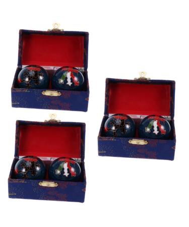 Lurrose 3st Chinese handballs baoding ball manual massage balls health balls chinese exercise finger massage baoding balls with bell play hand exercise fitness strengths ice hockey
