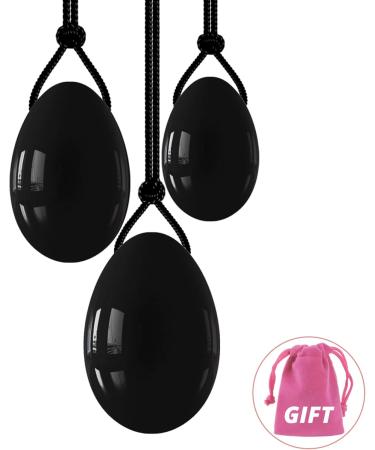 Obsidian Yoni Massage Ball - Black Crystal Pelvic Floor Exercise Cone | Reiki Drilled Eggs for Women - Buy Online on GoSupps.com