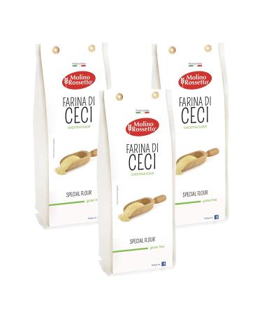Molino Rossetto Chickpea Flour - Garbanzo Bean Flour, Gluten-Free, Vegan, Made in Italy, Alternative Baking Flour - Pack of 3 1.1 Pound - Pack of 3