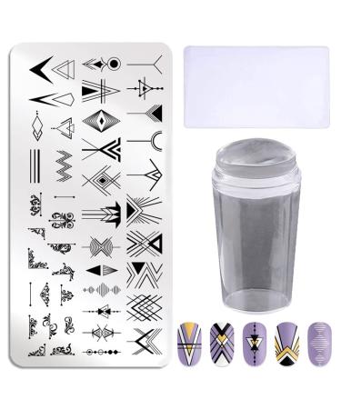 3pcs Nail Art Stamping Plates Set with Silicone Stamp and Scraper Stainless Steel Nail Art Stencils Tool Kit J03