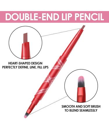 FOCALLURE Not Your Sweetheart Lip Liner - Duo-Head Ultra Fine Pencil with Brush #04 Spoiled Babe for Perfect Lip Definition & Filling | International Shipping Available - Buy Online on GoSupps.com