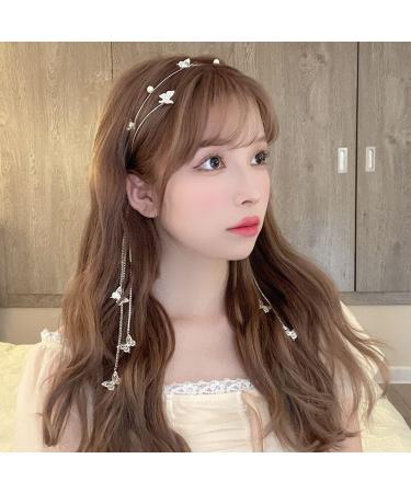 fdsmall Rhinestone Headband Silver Wedding Butterfly Headband Crystal Tassel Headband for Women Sparkly Rhinestone Head Chain Headwear Headpieces Hair Accessories for Women and Girls (Gold) - Buy Online on GoSupps.com