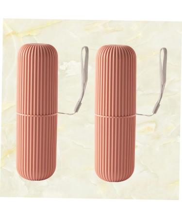 FRCOLOR Travel Tooth Cleaning Organizer - 2 Piece Toothpaste & Brush Container Set - Red - 5.5x5.5x19cm - Ideal for International Shipping - Buy Online on GoSupps.com