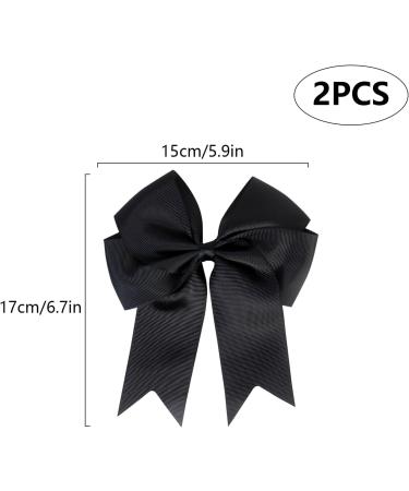 2 Pack 6 inch Bow Hair Clips Large Hair Bow Hair Barrette Clips for Women Girls Black Hair Bows - Buy Online on GoSupps.com