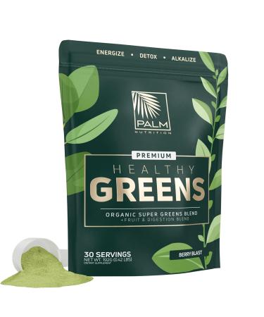 Healthy Greens Organic Superfood Powder (Berry Blast) - Premium Super Greens Blend with Ashwagandha, Spirulina, and Antioxidants | Energize, Detox and Alkalize with Healthy Greens Drink | 30 Servings