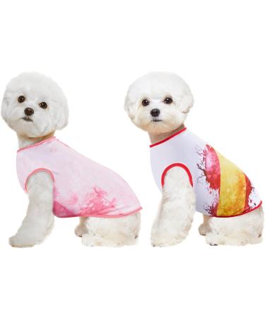 2 Piece Small Dog Shirts - Soft & Breathable Puppy Vests in Pink & White - Ideal Costumes for Small Breeds - Buy Online on GoSupps.com
