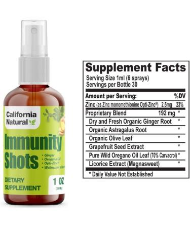 California Natural Immunity Spray - Opti-Zinc, Organic Ginger & Oregano Oil - Potent Immune Booster - 1oz - Buy Online on GoSupps.com