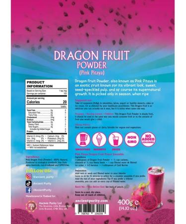 DRAGON FRUIT POWDER (Red) PINK PITAYA - 400G - Buy Online on GoSupps.com