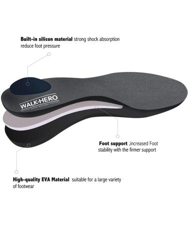 Plantar Fasciitis Insoles | Arch Supports & Orthotics for Flat Feet & High Arches | Men s 11-11.5 & Women s 13-13.5 | Black & Gray - Buy Online on GoSupps.com