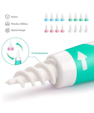 Btkviseqat Ear Wax Remover | Q Grips 360 Silicone Ear Cleaner Kit for Kids & Adults | 16 Safe Replacement Heads in Green - Buy Online on GoSupps.com