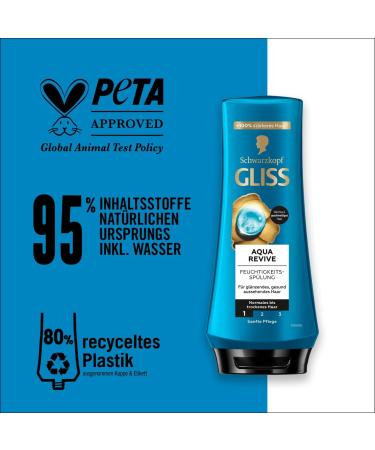 Gliss Kur Gliss Aqua Revive Shampoo (250ml) Hyaluronic Acid & Seaweed Shampoo Aqua Revive Moisturizing Shampoo & Conditioner (200ml) Conditioner with Hyaluronic Complex - Buy Online on GoSupps.com
