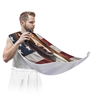 Beard Bib Apron Flag Dog Beard Hair Catcher for Men Shaving Fathers Day Anniversary Christmas Gifts for Dad Husband Beard Bib with 2 Suction Cups