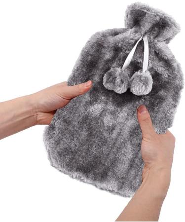 VIROSA Hot Water Bottle with Cozy Fluffy Cover - Large 2L Capacity for Pain Relief (Dark Grey) - Buy Online on GoSupps.com