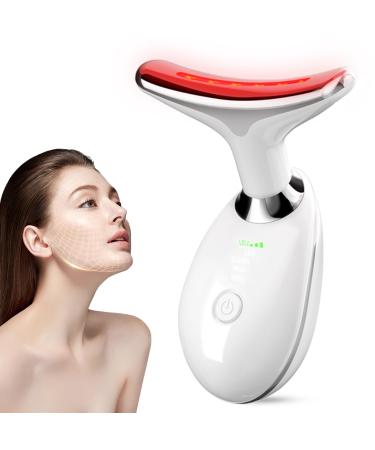 Facial and Neck Massager Face S culpting Tool with 3 Colour Modes and Vibration Facial Beauty Device for Skin Care (White)