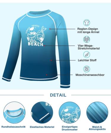 BesserBay Children's UV Long Sleeve Rashguard | Quick-drying Swim Shirt for Boys 110-160 - Beach Blue - Buy Online on GoSupps.com