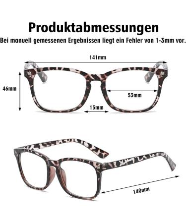 Jingshubo Anti-Blue Light Reading Glasses - 2.0x Diopter Blue Light Filter Computer & Gaming Glasses for Men & Women - Stylish Leopard Design - Buy Online on GoSupps.com