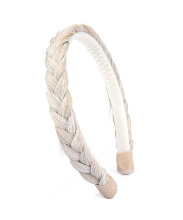 Gledola Braided Headband With Teeth Braids Hairband With Tooth Synthetic Hair Band Plaited Hairband For Women (White Blonde)