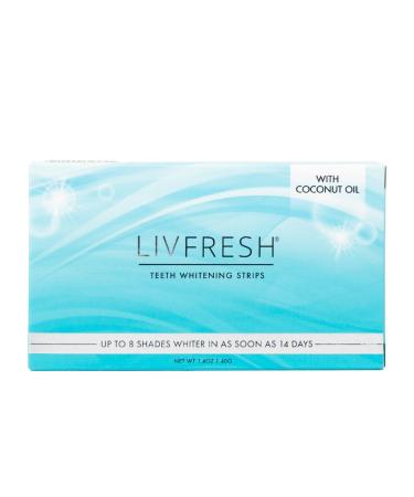 LIVFRESH Coconut Teeth Whitening Strips, 14 Treatments, 28 White Strips for Sensitive Teeth, Professional Whitener Strips with Coconut Oil, No Slip, Soothes Gums, Includes Tooth Shade Guide - Buy Online on GoSupps.com