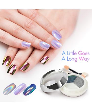 PrettyDiva Chrome Nail Powder Set - 3 in 1 Holographic, Mermaid, Chameleon Powders - Buy Online on GoSupps.com
