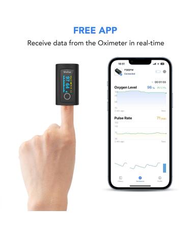 Viatom Bluetooth Finger Pulse Oximeter - Accurate Blood Oxygen & Heart Rate Monitor with App 12 Data Records Alarm Feature - Buy Online on GoSupps.com