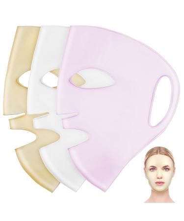 jojofuny Lot de 3 Masques en Silicone R utilisables 3d pour Visage Masque Facial Hydratant en Silicone Doux Couleurs Blanche Dor e et Rose Protection Vapeur pour Soins Peau F minins