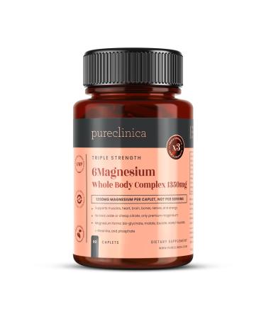 Double Strength Magnesium Whole Body Complex 1350mg x 90 Caplets 247mg Elemental Magnesium 6 Superior Forms for Muscle Heart Brain & Bone Support 3 Months Supply