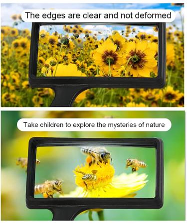 HYRZD Hand-held Rectangular Magnifying Glasses - 4X Magnification, 100x50MM Large Area HD Glass Lens, Low Vision Aid for the Elderly - Buy Online on GoSupps.com