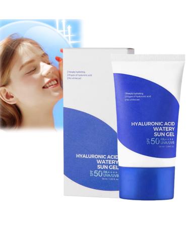 Hyaluronic Acid Watery Sun Gel Korean Sunscreen spf 50 Face Sunscreen for Oily Skin Korean Suncream PA++++ Sunscreen Korean Watery Sun Gel with No White Cast Daily Sunscreen Face Moisturiser 50ml