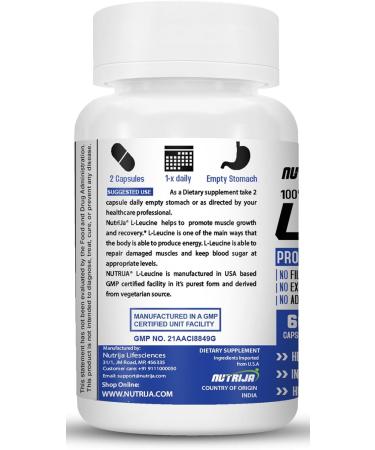 L-Leucine 1000mg Capsules - Boost Lean Muscle Mass & Strength | 120 Count | International Shipping Available - Buy Online on GoSupps.com