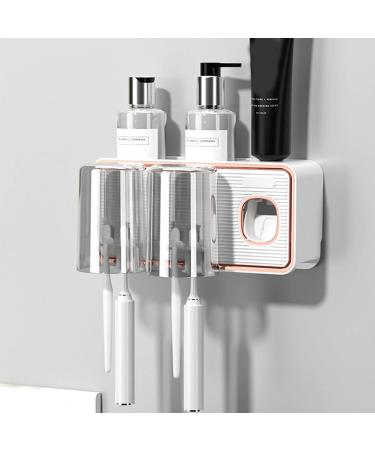 Tyenaza Toothbrush Caddy | Drill-Free Toothbrush Storage Rack with Automatic Toothpaste Pump | White | International Shipping Available - Buy Online on GoSupps.com