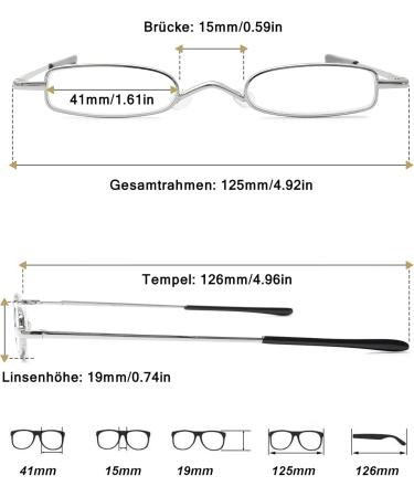 Buy Lanomi Mini Narrow Reading Glasses for Men & Women - Classic Metal Spring Hinge Silver 2.5 Diopters | Stylish & Portable Reading Aid - Buy Online on GoSupps.com