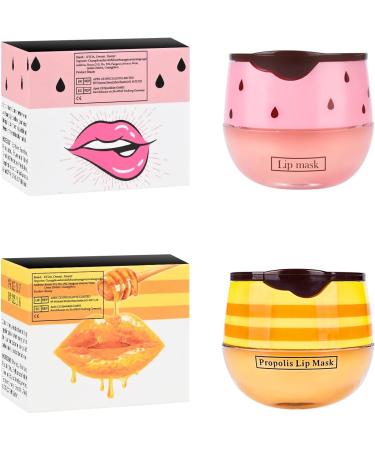KYDA Honey+Strawberry Bee Balm Lip Mask Set - Propolis Moisturizing Treatment for Day & Night Lip Care | Lighten Dark Lips, Reduce Lines & Wrinkles, Exfoliate & Repair Lips, Moisturize - 2 Pack - Buy Online on GoSupps.com