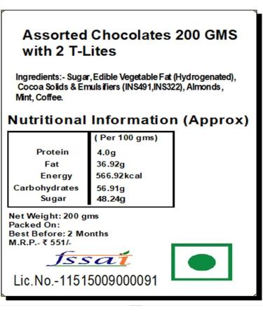 Jaiccha Ghasitaram Diwali Gifts Chocolate - Assorted Chocolates 200 GMS with 2 T-Lites - Buy Online on GoSupps.com